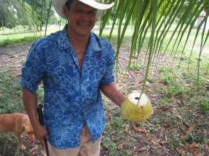 Cutting a Fresh Coconut in Belize